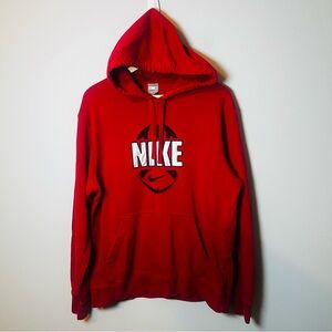 NIKE Center Swoosh Football Hoodie Adult M Red Big Logo Pullover Sweatshirt